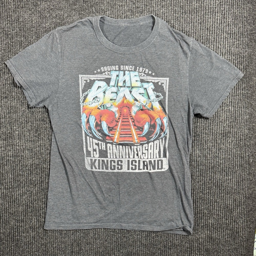 The Beast Kings Island Paramount Parks T-Shirt Size L 45th Anniversary